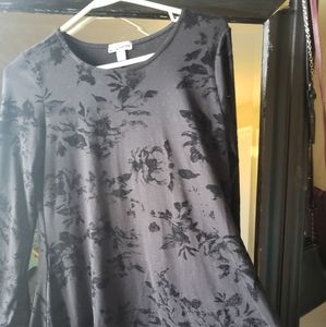 Black Long Sleeve Floral Dress